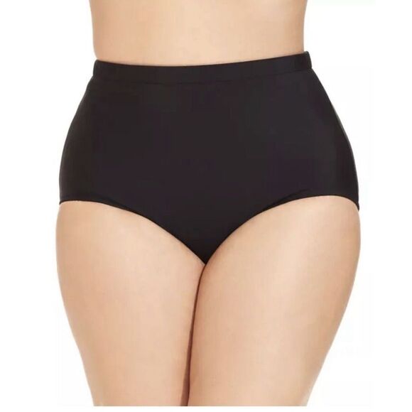Swim Solutions Plus Size Mid-Rise Tummy-Control Swim Bottoms Black Size 22W New - Picture 5 of 14